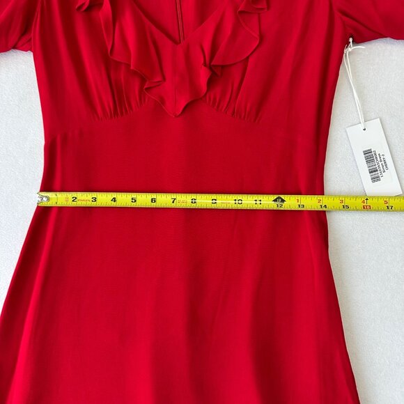 Reformation Simon Mini Dress NWT Size 2 Flutter Sleeve Cherry Red Romantic - Picture 12 of 13